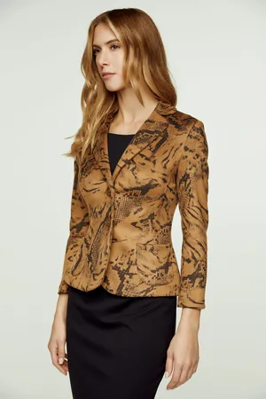 Conquista Womens Print Alcantara-Look Fitted Jacket - Size EU 42 (Womens)