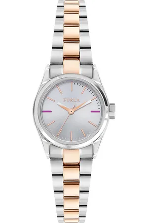 Furla Womens R4253101518 EVA 25mm 3H SILVER DIAL BR RG - - One Size