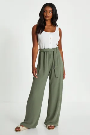 Quiz Womens Contrast Ribbed Palazzo Jumpsuit - Size 8 UK