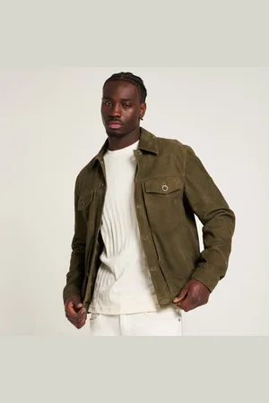 Barneys Originals Mens Goat Suede Trucker in Leather - Size Large