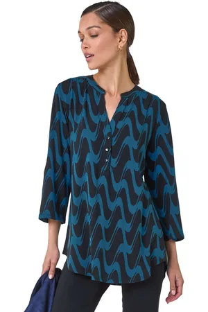 Roman Womens Geometric Print Stretch Blouse - - Size 20 UK