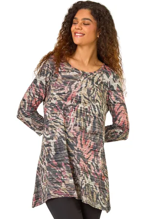 Roman Womens Animal Print Stretch Tunic - - Size 12 UK