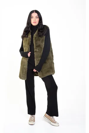 Gini London Womens No Cut Faux Fur Sleeveless Gilet - - Size Small/Medium