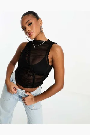 ASOS Womens mesh and lace mix tank top in - Size 16 UK