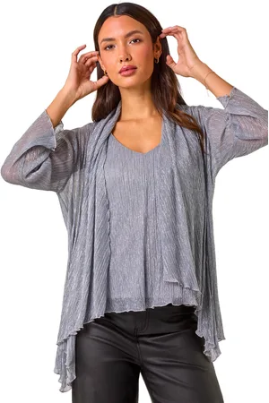 Roman Womens Plisse Spot Print Metallic Foil Kimono - - Size 12 UK