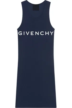 Givenchy Womens Tank Top Mini Ribbed Dark Navy Dress Cotton - Size Small