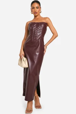 Boohoo Womens Faux Leather Corset Midaxi Dress - - Size 8 UK