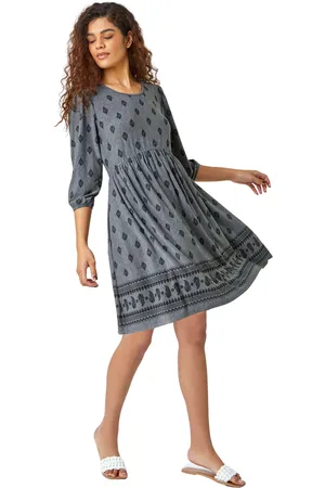 Roman Womens Paisley Border Print Stretch Dress - - Size 18 UK