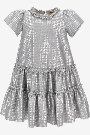MONNALISA Girls Houndstooth Jacquard Dress in - Size 4Y