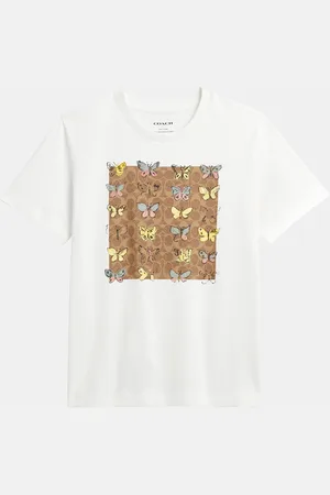 Coach Womens Butterfly Sig Square Classic T-Shirt - - Size Large