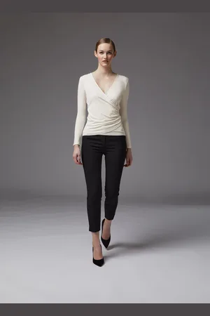 LK Bennett Womens Eames Jersey top, Ivory - Eco Vero Viscose - Size X-Large