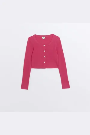 River Island Girls Cardigan Ribbed Button Front viscose - Size 15-16Y