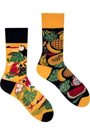 Spox Sox Unisex - Mens & Ladies Mismatched Novelty Odd Socks - Tropical - Cotton - Size UK 7-9