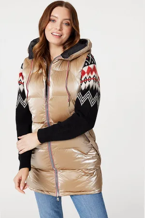 Izabel London Womens Metallics Zip Pocket Hooded Puffer Vest - - Size 8 UK