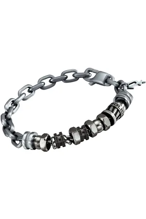 Police : "Element X" Stainless Steel Bracelet - Leather - One Size