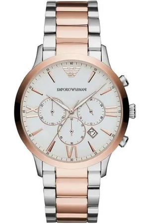 Emporio Armani Mens Silver and Steel Chronograph Watch - One Size