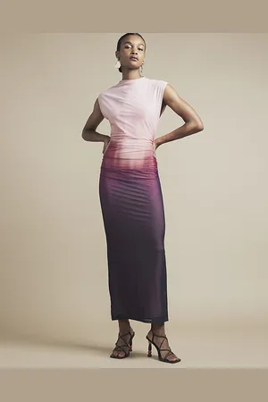 River Island Womens Bodycon Midi Dress Mesh Ombre - Size 8 UK