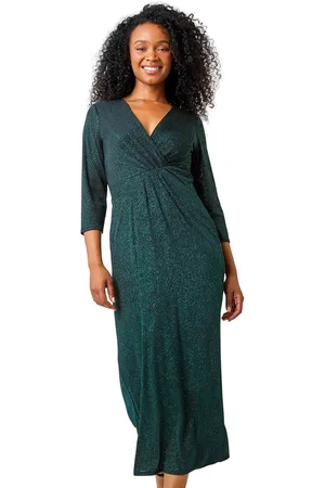 Roman Womens Petite Gathered Glitter Bodycon Maxi Dress - - Size 12 UK