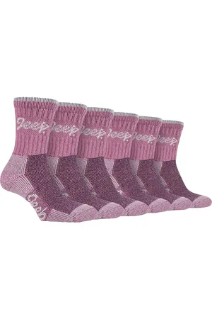 Jeep 6 Pair Multipack Ladies Cotton Breathable Padded Hiking Socks