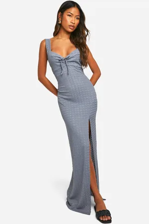 Boohoo Womens Textured Milkmaid Maxi Dress - - Size 14 UK