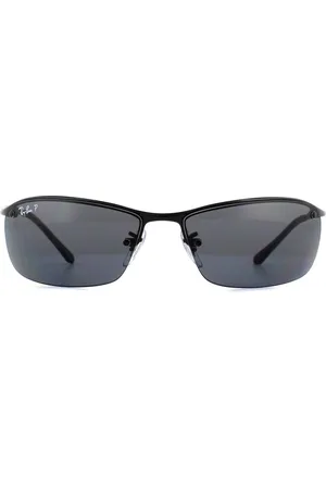 Ray-Ban Mens Rayban Sunglasses Top Bar 3183 Shiny Polarized Grey 002/81 Metal - One Size