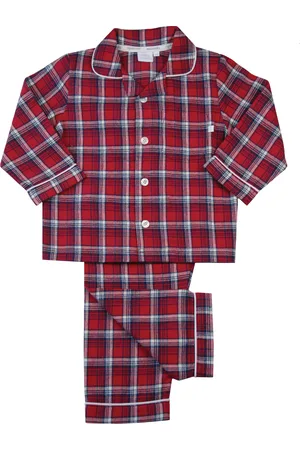 Mini Vanilla Girls Boys Check Traditional Cotton Pyjamas Set - Size 5-6Y