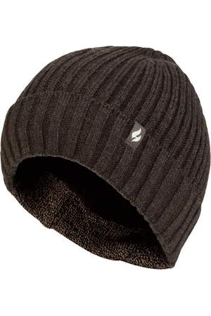 Heat Holders Mens 3.6 TOG Fleece Lined Thermal Turn Over Cuff Winter Beanie Hat - - One Size