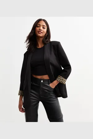 Gini London Womens Contrast Animal Edge to Blazer - - Size Medium/Large