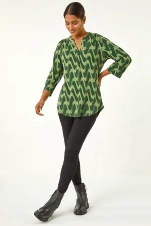 Roman Womens Geometric Print Stretch Blouse - - Size 20 UK