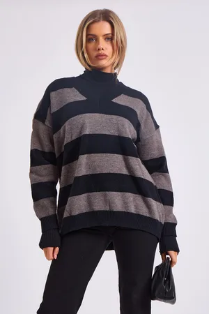 Gini London Womens Wide Stripe Oversized Jumper - Size Small/Medium