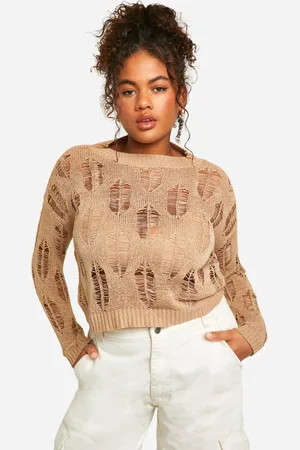 Boohoo Womens Plus Ladder Detail Sheer Jumper - - Size 20 UK