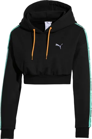 PUMA X Sue Tsai Cropped Womens Hoodie Taped Logo Jumper 578211 01 Textile - Size X-Small