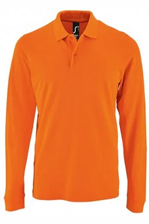 Sols Mens Perfect Long Sleeve Pique Polo Shirt Cotton - Size Medium