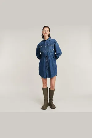 G-Star Womens G-Star RAW Relaxed Drawcord Denim Dress - Cotton - Size Large