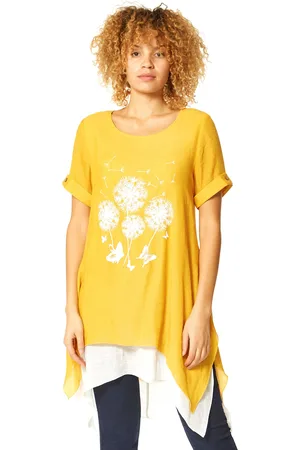 Roman Womens Dandelion Floral Hanky Hem Tunic Top - Viscose - Size 10 UK