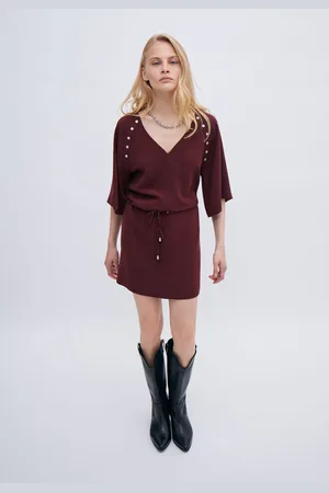 IKKS Womens V-Neck Short Sleeve Dress - - Size 12 UK