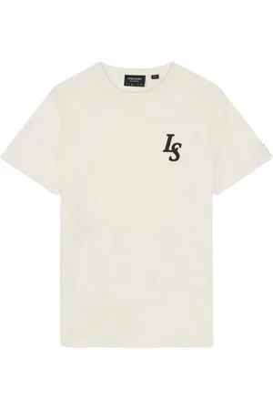 Lyle & Scott Mens Club Emblem Chalk T-Shirt - Cotton - Size Medium