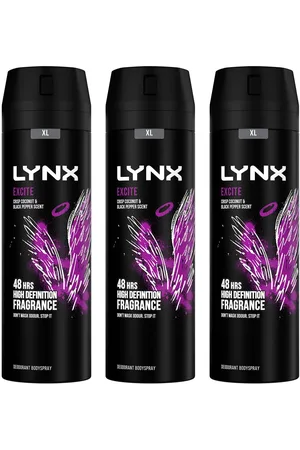 Lynx Mens XL 48-H High Definition Fragrance Excite Body Spray Deodorant 3 Pack, 200ml - One Size