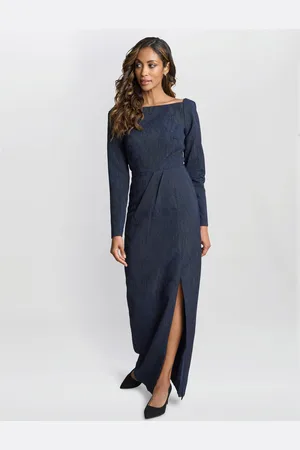 Gina Bacconi Womens Amira Stretch Jacquard Maxi Dress - - Size 14 UK