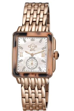 GV2 by Gevril WoMens Bari Tortoise Swiss Quartz Diamonds Mother of Pearl Dial Watch - One Size