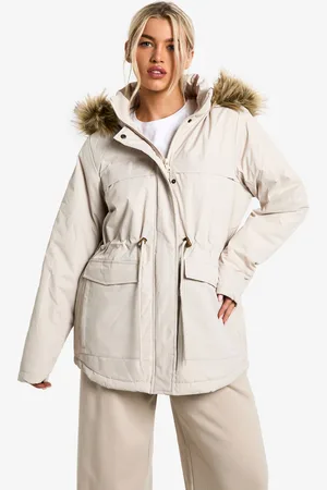 Boohoo Womens Faux Fur Trim Parka - - Size 10 UK