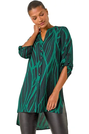 Roman Womens Abstract Print V-Neck Longline Blouse - - Size 10 UK
