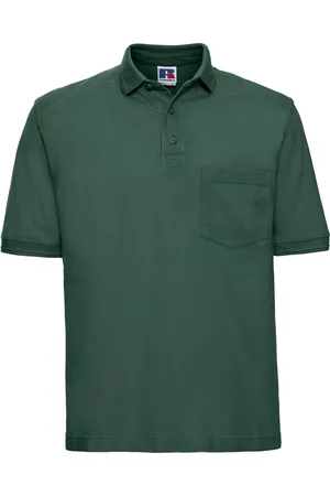 Russell Athletic Mens Ripple Collar & Cuff Short Sleeve Polo Shirt (Bottle ) - Size Medium