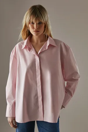 warehouse Womens Oversized Button Back Shirt - Cotton - Size 10 UK