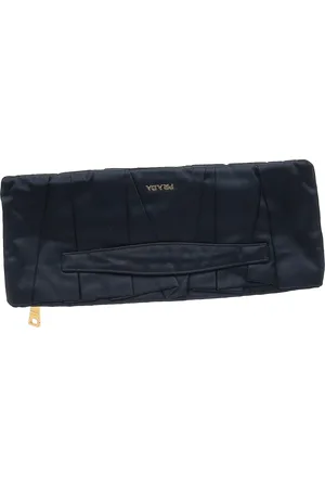 Prada Pre-owned Womens Pleated Clutch Bag in Navy Blue Satin - One Size