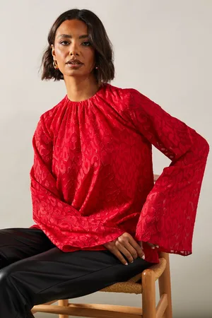 wallis Womens Tall Jacquard Sleeve Detail Top - - Size 18 UK