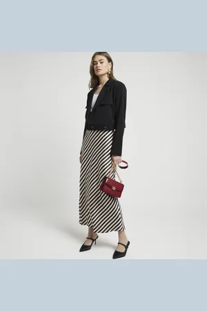 River Island Womens Maxi Skirt Satin Stripe - Size 6 UK
