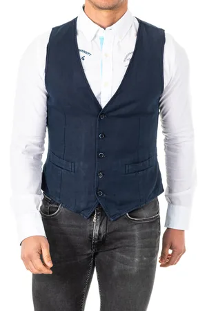 La Martina Mens fine knit vest with adjustable belt V-neck HMJA11 - - Size IT 46 (Mens)