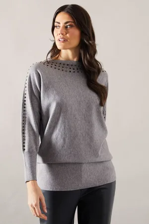 wallis Womens Stud Detail Boat Neck Tunic - viscose - Size Small