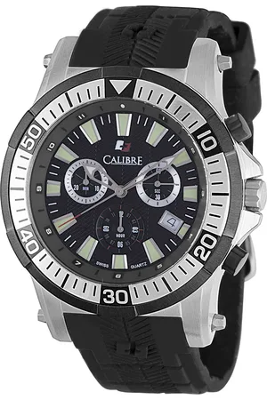 Calibre Mens Hawk Chronograph Swiss Made Movement Watch Rubber Strap Dial - One Size